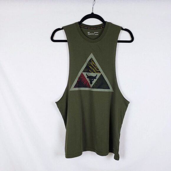 Under Armour Loose Tank Top Mens M Green Blood Sweat Respect Mana Poly-Cotton - Picture 1 of 8